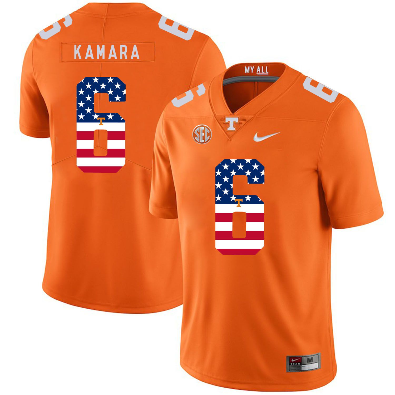 Men Tennessee Volunteers 6 Kamara Orange Flag Customized NCAA Jerseys
